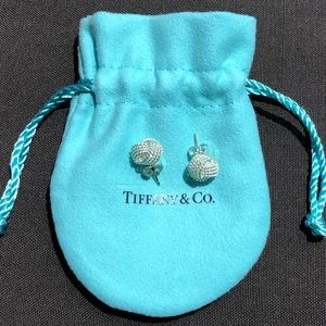 Tiffany & Co. Knot Mesh Silver Earrings.